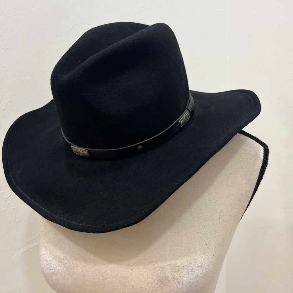 Bradley Leisure Felt Cowboy‎ Hat Black  Wool Crushable Water Repellent Western